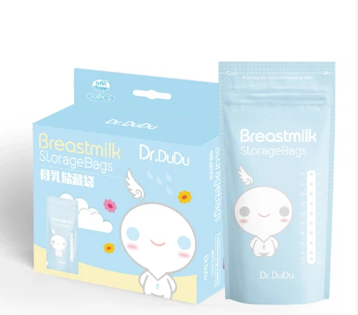 कस्टम मुद्रित प्लास्टिक स्टैंड अप पैकेजिंग पुन: प्रयोज्य पेट/पीई बीपीए मुक्त स्तन दूध भंडारण बैग