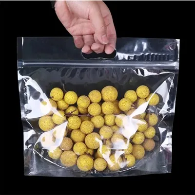 थोक उच्च गुणवत्ता वाले फल और सब्जी स्टैंड अप बैग हैंडल और एयर होल के साथ